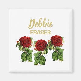 Anpassat namn för Red Blor and grönt löv Magnet