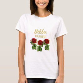 Anpassat namn för Red Blor and grönt löv T Shirt
