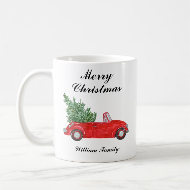 Anpassat namn för Red Car God jul Kaffemugg (Vänster)
