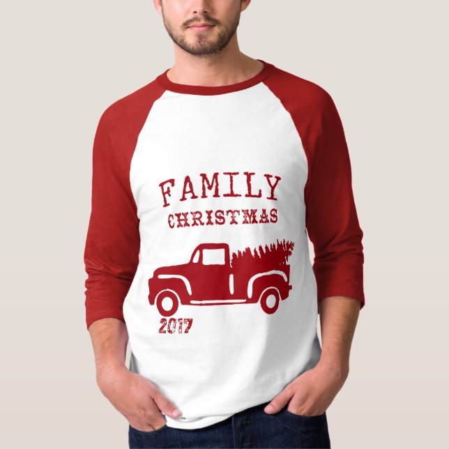 Anpassat namn för Red Farm Lastbil-familjen - jul T Shirt (Framsida)