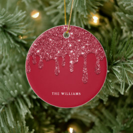 Anpassat namn för Red Glitter-drivrutin Julgransprydnad Keramik