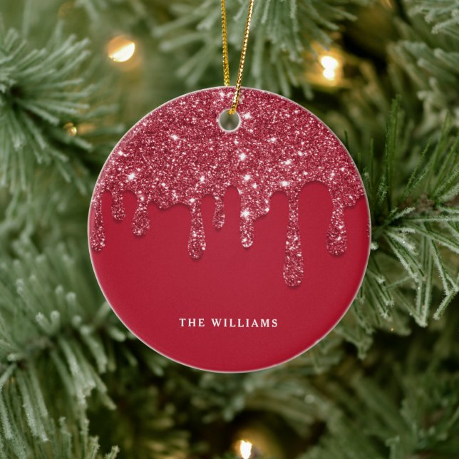 Anpassat namn för Red Glitter-drivrutin Julgransprydnad Keramik (Träd)