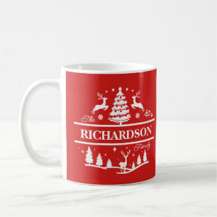 Anpassat namn för Red jul Family Namn White Kaffemugg