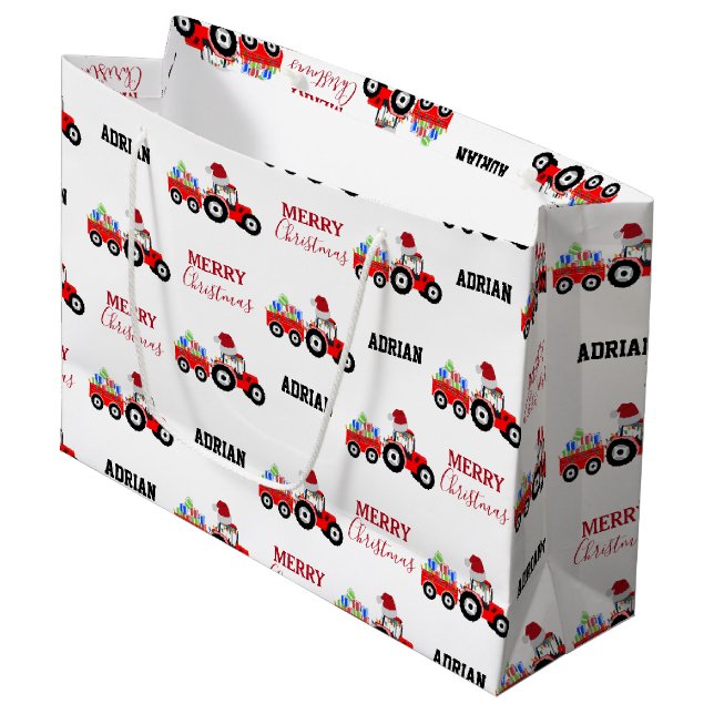 Anpassat namn för Red Jul Tractor Lastbil Farm (Framsidan Vinklad)