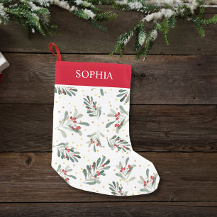 Anpassat namn för Red Winter Botanitive Festive Gu Liten Julstrumpa