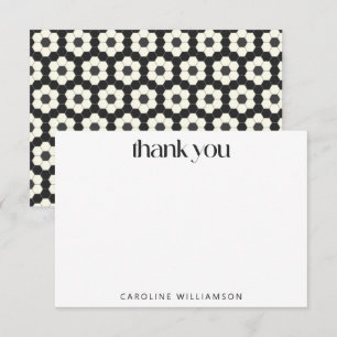 Anpassat namn för Retro Black White Geometric Tile Tack Kort