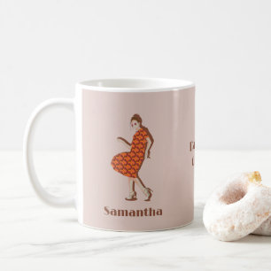 Anpassat namn för Retro Dancing Orange Kaffemugg