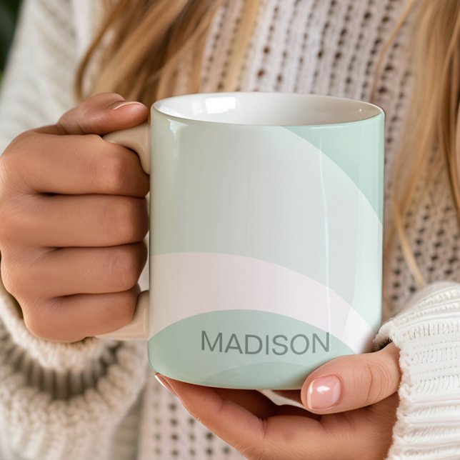 Anpassat namn för Retro Groovy-Abstrakt Grönten Te Kaffemugg (Skapare uppladdad)