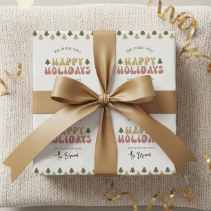 Anpassat namn för Retro Groovy Glad helg jul Presentpapper