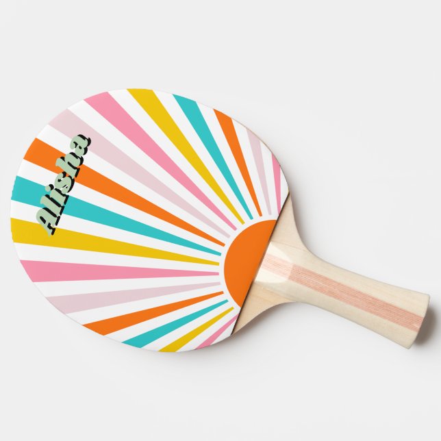 Anpassat namn för Retro Groovy Sol Pingisracket (Sidan)