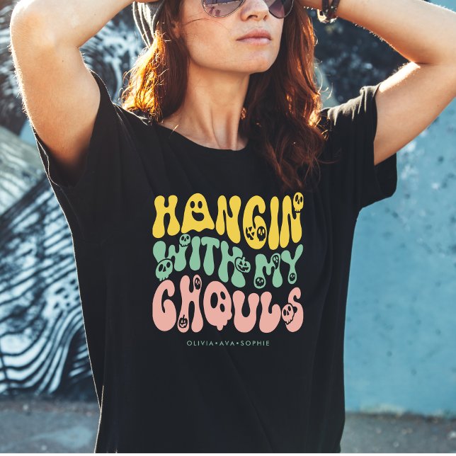 Anpassat namn för Retro Halloween Ghouls | Rosa av T Shirt (Skapare uppladdad)