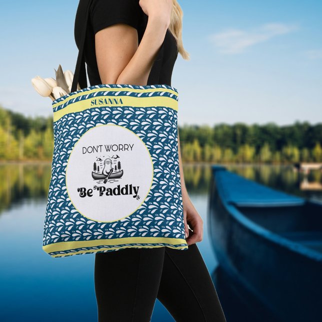 Anpassat namn för Retro Navy Vatten Mönster Canoe  Tygkasse (Skapare uppladdad)