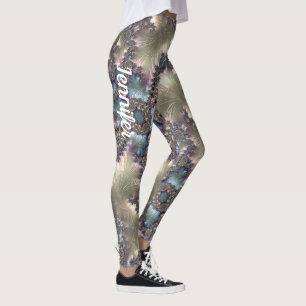 Anpassat namn för ro Guld Fractal Mönster Leggings