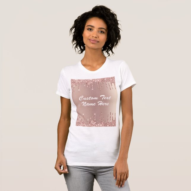 Anpassat namn för ro Guld  Glitter T-Shirt (Hel framsida)