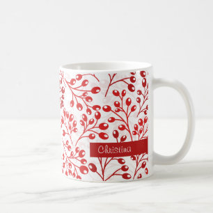 Anpassat namn för röd Mönster i modern Elegant Kaffemugg