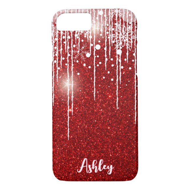 Anpassat namn för röd vit snurrande Snowflake-driv Case-Mate iPhone Skal (Baksida)