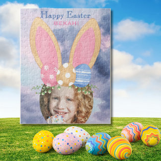 Anpassat namn för roligt Bunny Öron och fotoutstäl Pussel