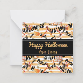 Anpassat namn för roligt Orange "Happy halloween"  Anteckningskort