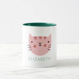 Anpassat namn för rosa Cat Cute Cute Mugg