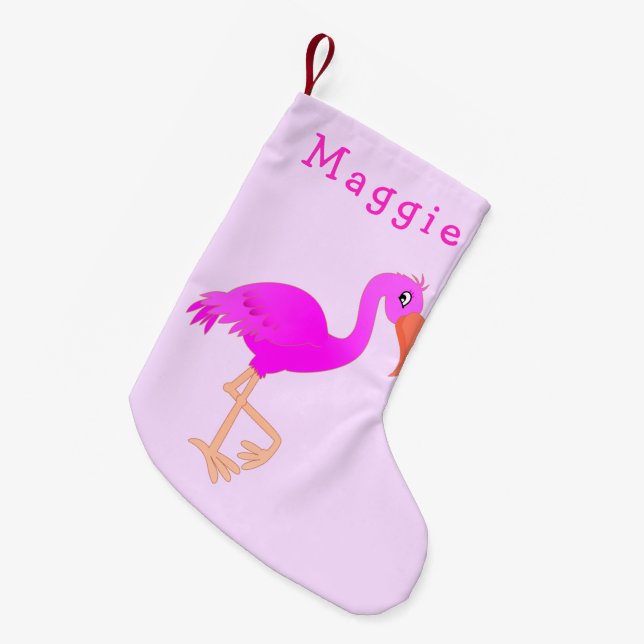 Anpassat namn för rosa Flamingo-julklapp Liten Julstrumpa (Framsidan (Hängande))