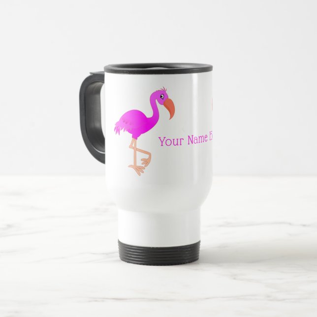 Anpassat namn för rosa Flamingo Resemugg (Framsida vänster)