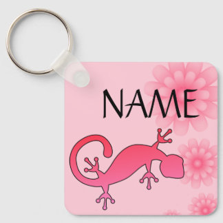 Anpassat namn för rosa Gecko - Lägg till ditt namn Nyckelring