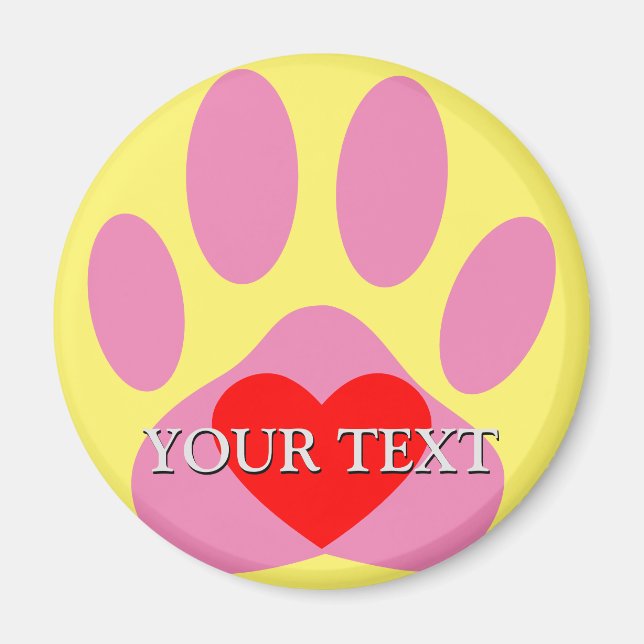 Anpassat namn för rosa Hund Pawprint Magnet (Framsidan)