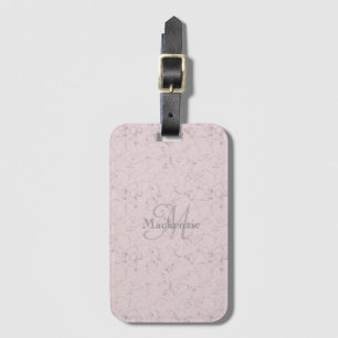 Anpassat namn för Rosa Marble Monogram Bagagebricka