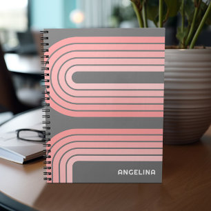 Anpassat namn för  Rosa Mod stripe Mönster Anteckningsbok
