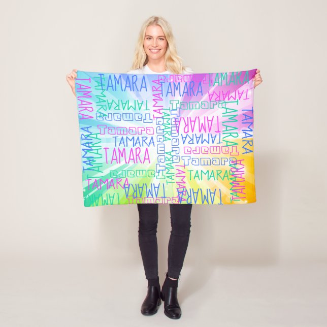 Anpassat namn för rosa Rainbow Girls Cute Personli Fleecefilt (På plats)