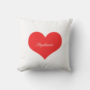 Anpassat namn för rött hjärta, monogram Gift Favor Kudde
