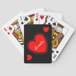 Anpassat namn för rött hjärta på svart casinokort
