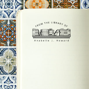 Anpassat namn för Rustic Bookshelf Bibliotek Bokar Stämpel