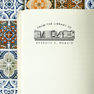 Anpassat namn för Rustic Bookshelf Bibliotek Bokar Stämpel