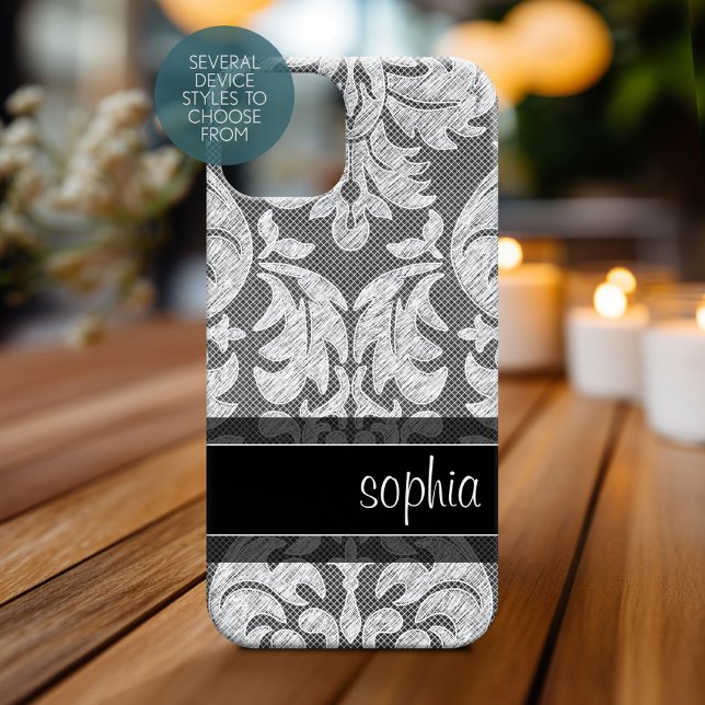 Anpassat namn för Rustic Chalkboard Snöre Mönster (Personalized Phone Case)