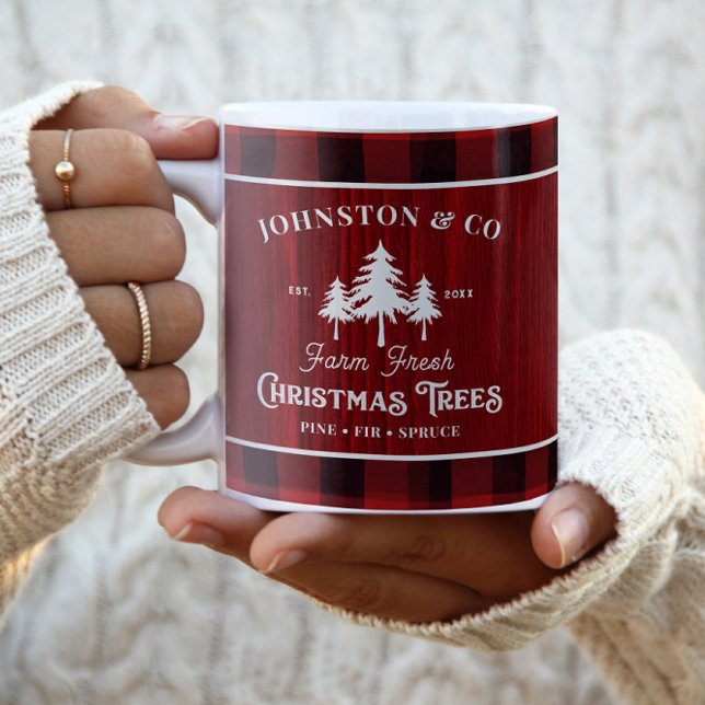 Anpassat namn för Rustic Julgran-jordbruk Två-Tonad Mugg (Skapare uppladdad)