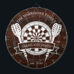 Anpassat namn för Rustic Wood-familjen Bröllop Darttavla<br><div class="desc">Rustic Wood Family Custom Name Bröllop Dart Board erbjuder ett tillägg av charm och personlig till bröllop eller hemmet. Designad med en rustik träkornig bakgrund kan den här ritytan anpassas med parets efternamn och bröllop-datum, vilket skapar en unik keepsaké för nya lyweds. Det är perfekt som roligt för bröllopsmottagningar eller...</div>