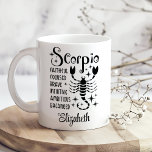 Anpassat namn för Scorpio Zodiac Horoscope Kaffemugg<br><div class="desc">Dö djupt in i Scorpios mystiska och passionerade energi med Scorpio Zodiac Horoscope Custom Name Coffee Mugg. Den här eleganta mugg, som ställs in mot en ren vit bakgrund, visar fetstilt Scorpio zodiac-grafik, inklusive symbolen för den koniska skorpionen, vid sidan av de egenskaper som fångar intensiteten, bestämningen och den magnetiska...</div>