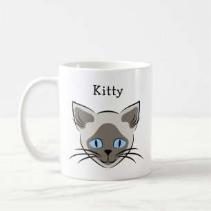 Anpassat namn för siamesisk blå eyed Cat Ansikte-g Kaffemugg