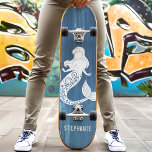 Anpassat namn för Sjöjungfrun Blå trästrå Mini Skateboard Bräda 18,5 Cm<br><div class="desc">Skateboard för eget namn på Sjöjungfrun Anpassat namn för Blue Wood Beach</div>