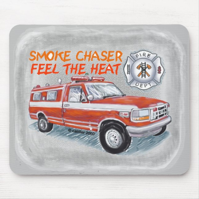 Anpassat namn för Smoke Chaser Firecar Firefighter Musmatta (Framsidan)