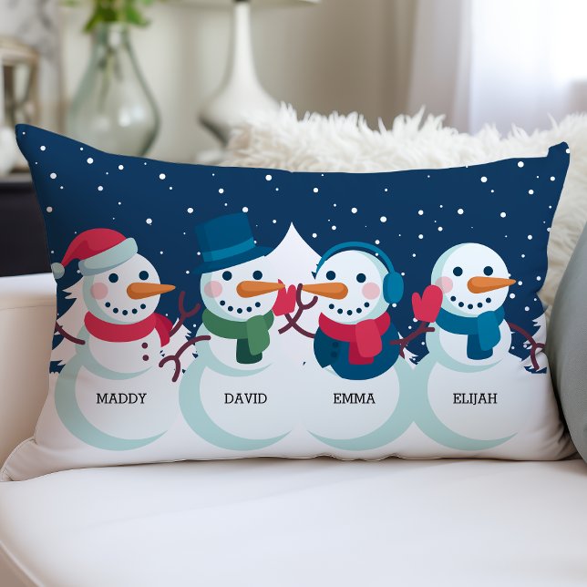 Anpassat namn för Snögubbe-familjen Helgdag Lumbarkudde (Skapare uppladdad)