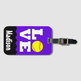 Anpassat namn för Softball KÄRLEK och Färg Cute Ba Bagagebricka