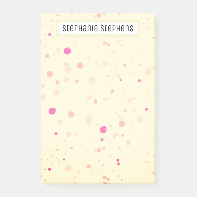 Anpassat namn för söt Specklad Gult Post-it Block (Framsida)