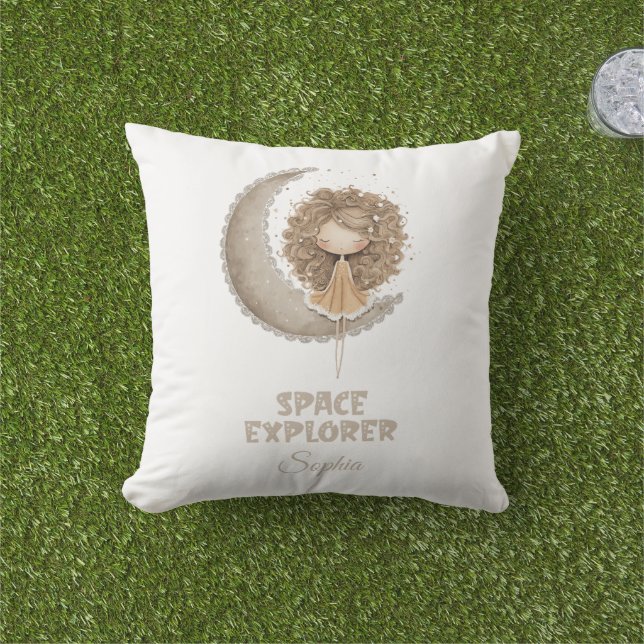 Anpassat namn för Space Explorer Fairy Måne Person Kudde (Gräs)