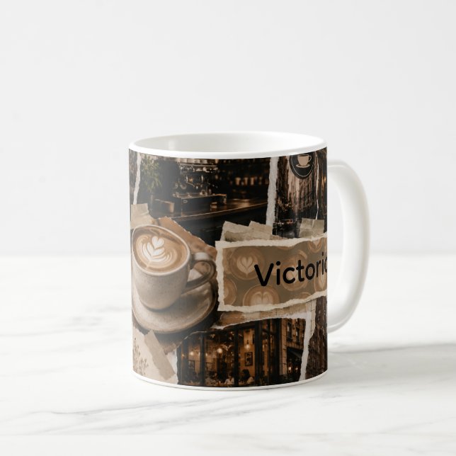 Anpassat Namn för Stadens Kaffe Scen Collage Kaffemugg (Framsida höger)