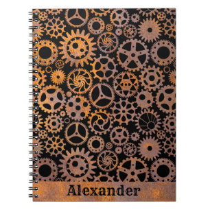 Anpassat namn för Steampunk Rusty Gears Anteckningsbok
