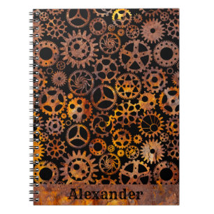Anpassat namn för Steampunk Toppen Colorful Rusty Anteckningsbok