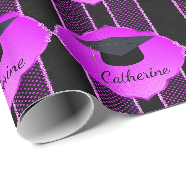 Anpassat namn för studentmössa Faux Rhinestone Presentpapper (Rullad Hörn)