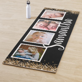 Anpassat namn för Svart guld-gyltter-fotokollage